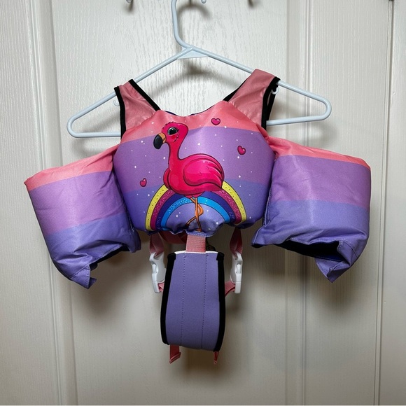 Swim Vest Life Jacket Kids Ages 3-6 Girls, Toddler Floaties pink flamingo NEW - Picture 1 of 6